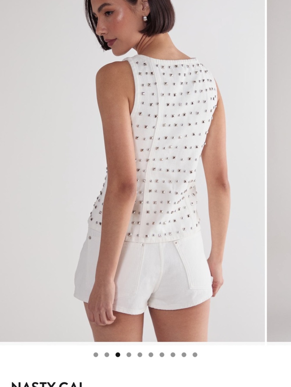 Nasty Gal Studded Denim Corset Top – White – US 8 - Picture 5 of 6